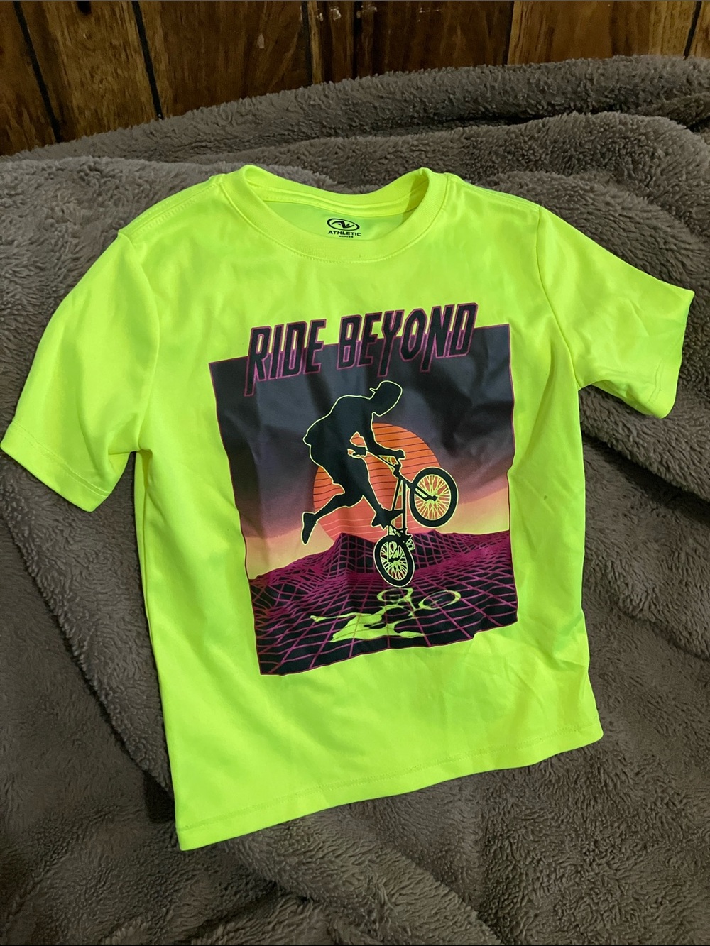 Athletic Works Neon Green BMX 'Ride Beyond' Graphic Tee